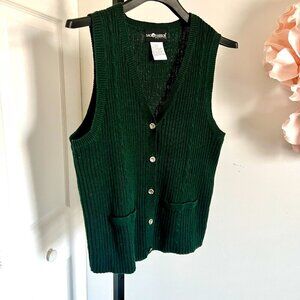 Sag Harbor Petite Women’s Knit Button Up Sweater Vest
